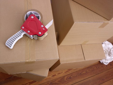 Organised packing boxes and supplies for a residential or commercial move